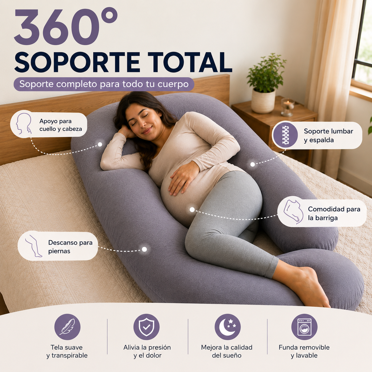 La Almohada Más Completa – Ergonómica, Multiusos y para Embarazo- Body Care